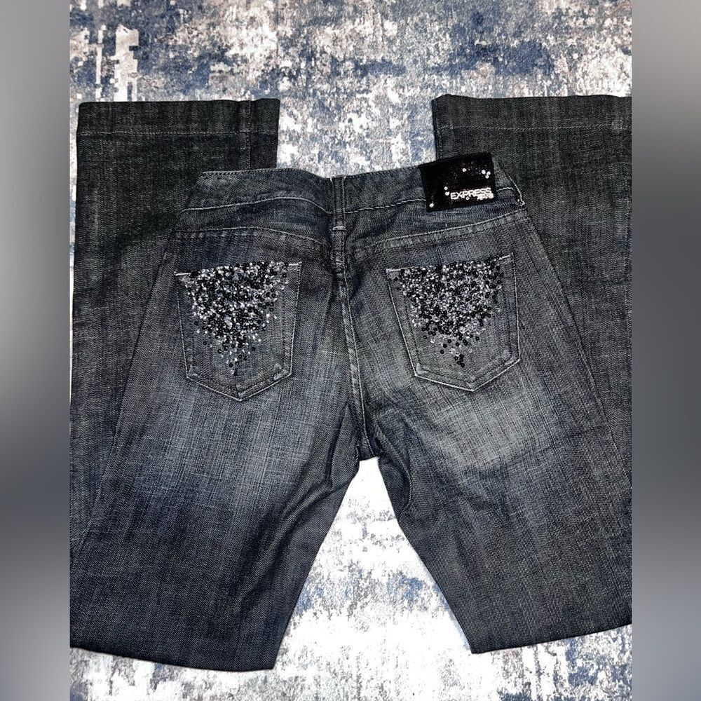 Express Dark Denim with Sequin Detail-new